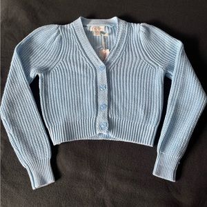 NWT Jessica Simpson Button Up Sweater Baby Blue Size XS Floral Buttons